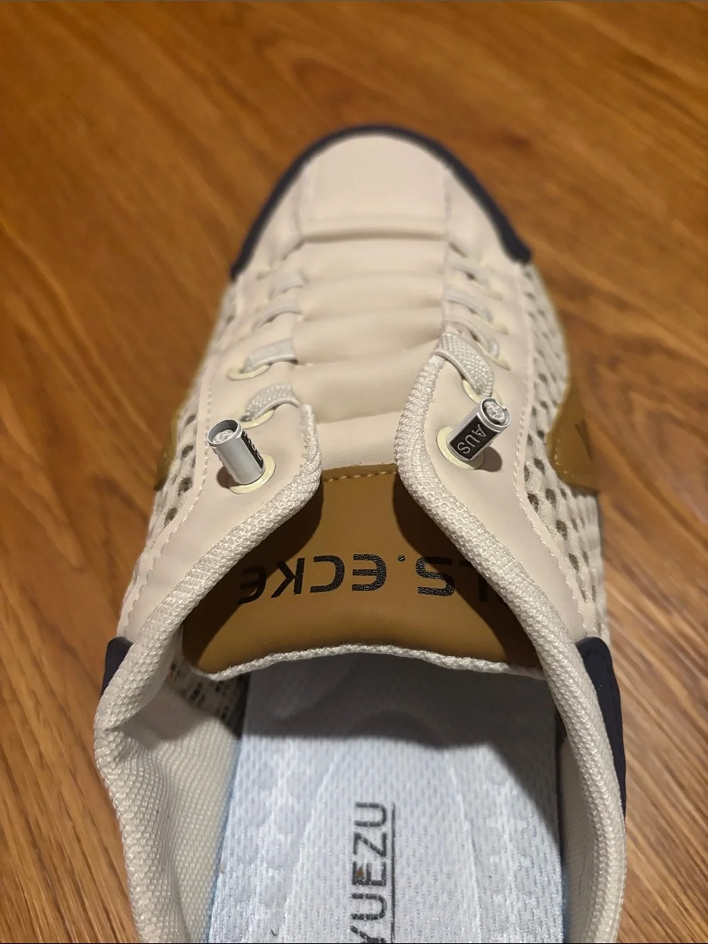 NEW Men's Beige and Navy Casual Sneakers. Size 10 1/2